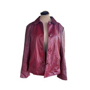 Burgundy Red Leather Jacket Sz. XL- Colorful, Genuine, Goth